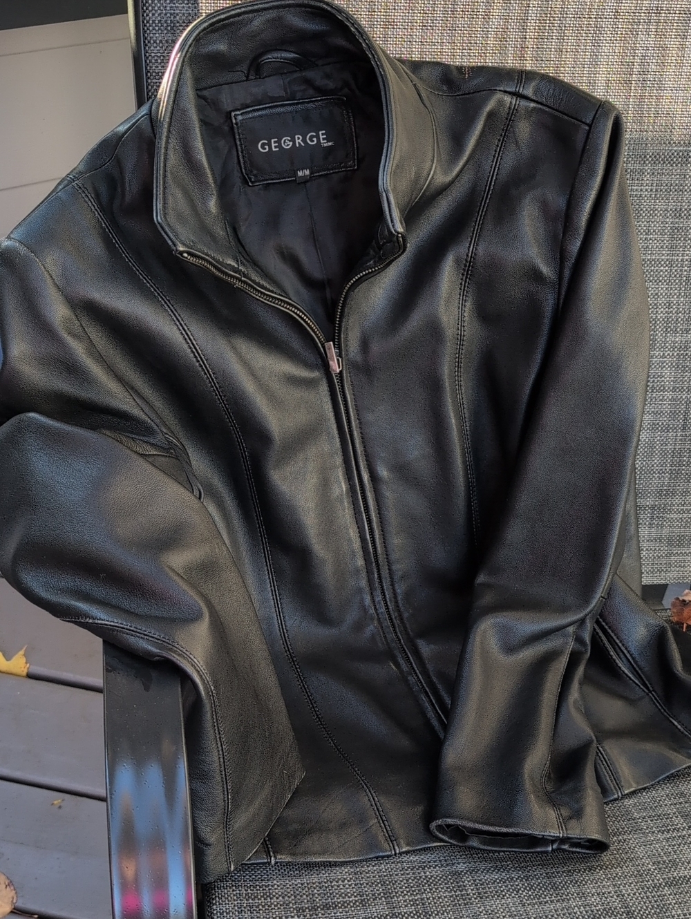 George Women's Black Leather Jacket